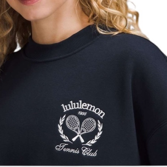 Lululemon Heavyweight Fleece Pullover Tennis Club Sweatshirt True Navy Size L - Picture 3 of 8